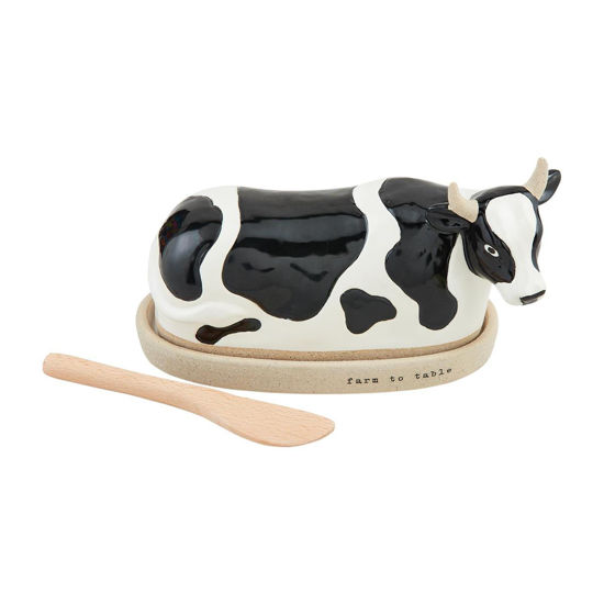 Cow Butter Dish Set by Mudpie