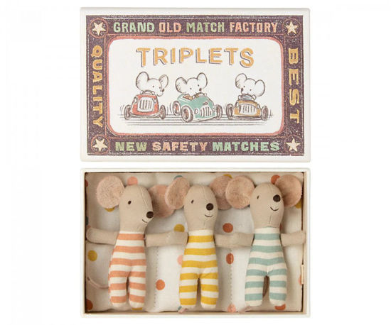 Triplets, Baby Mice in Matchbox by Maileg