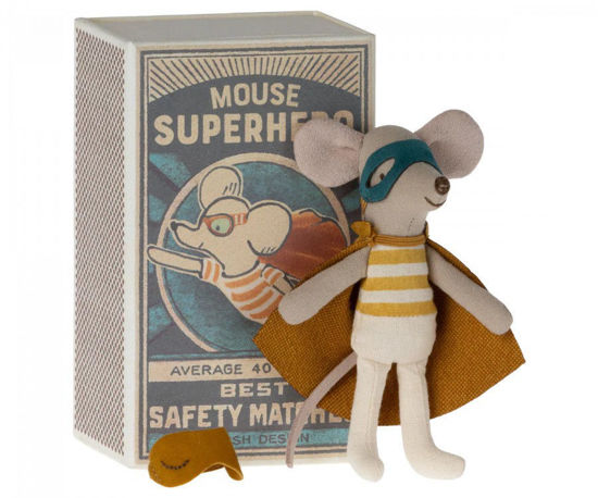 Super Hero Mouse, Little Brother in Matchbox by Maileg