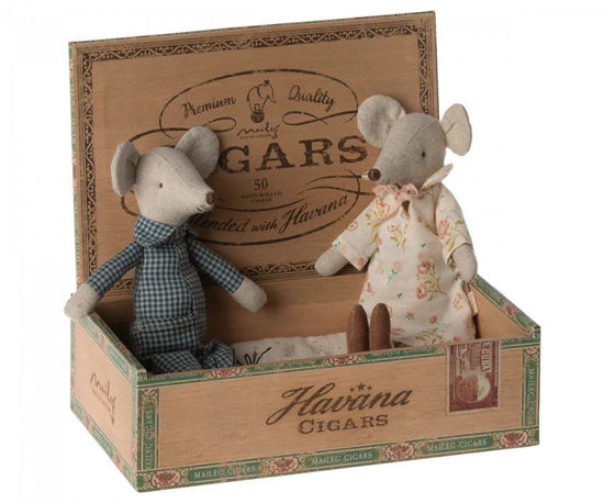 Grandma and Grandpa Mice in Cigarbox by Maileg
