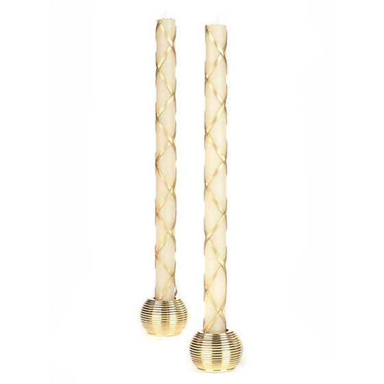 Fishnet Gold Dinner Candles - Gold - Set of 2 by MacKenzie-Childs