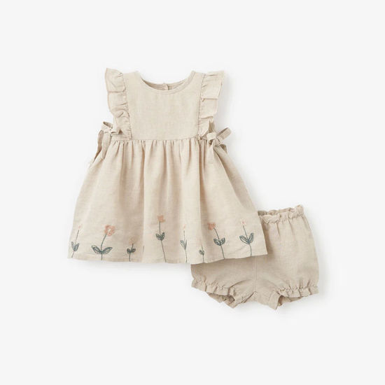 Natural Linen Dress w/Bloomers by Elegant Baby