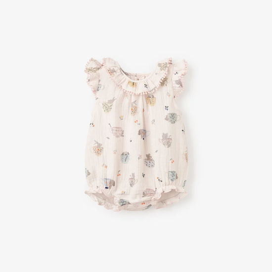 Tea Party Organic Muslin Lace Edge Bubble by Elegant Baby