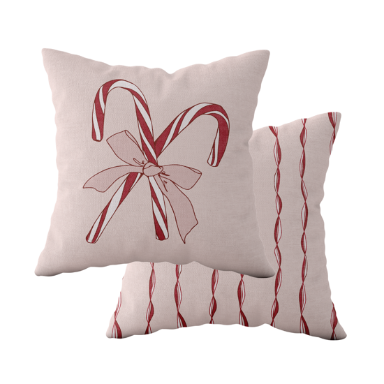 Pink Candy Cane Square Pillow