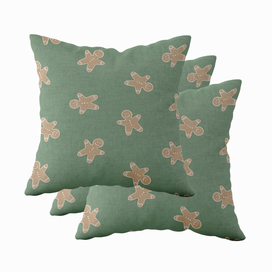 Green Gingerbreads Square Pillow