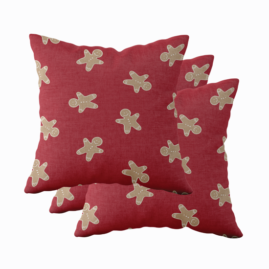 Red Gingerbreads Square Pillow