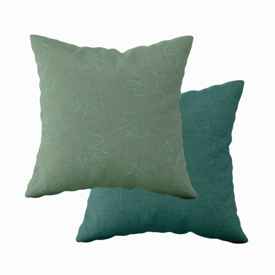 Green Gift Bows Square Pillow