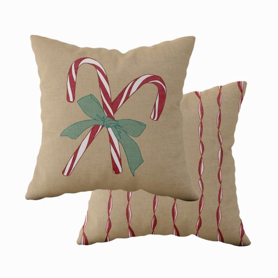 Gold Candy Cane Square Pillow