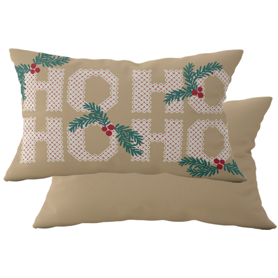 Ho Ho Ho with Holly Extended Lumbar Pillow