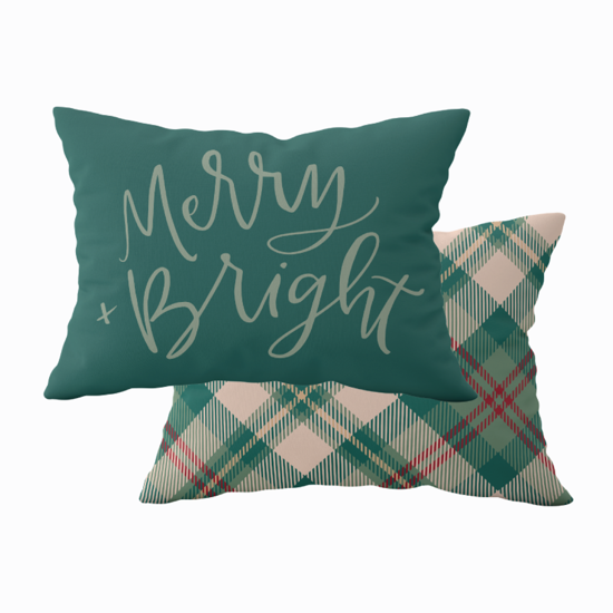 Green Merry & Bright Lumbar Pillow
