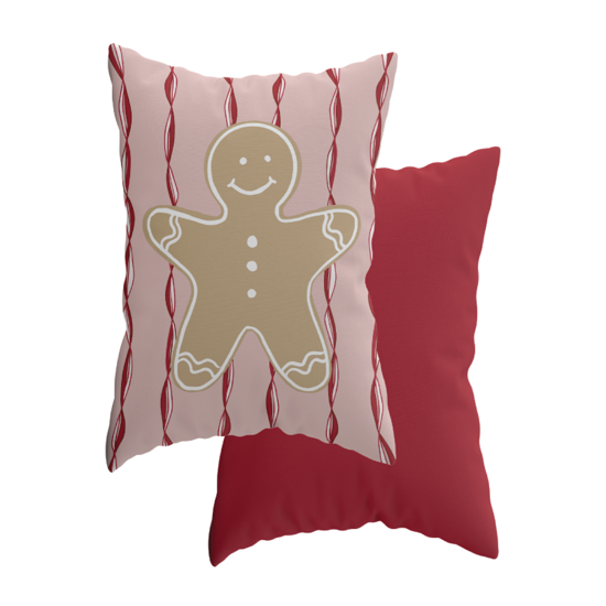 Candied Pink Gingerbread Man Lumbar Pillow