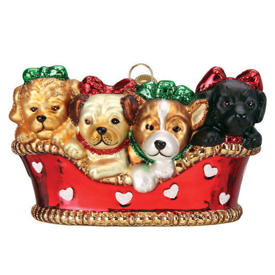 Puppies In A Basket Ornament by Old World Christmas