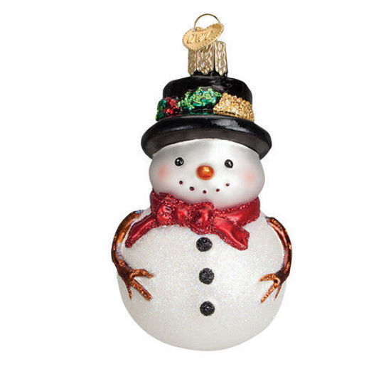 Red Bow Holly Hat Snowman Ornament by Old World Christmas