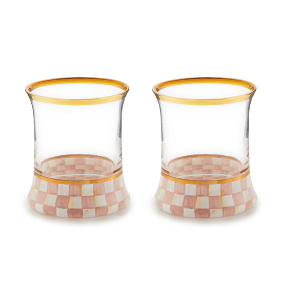 Rosy Check Glass Tumblers Set by MacKenzie-Childs