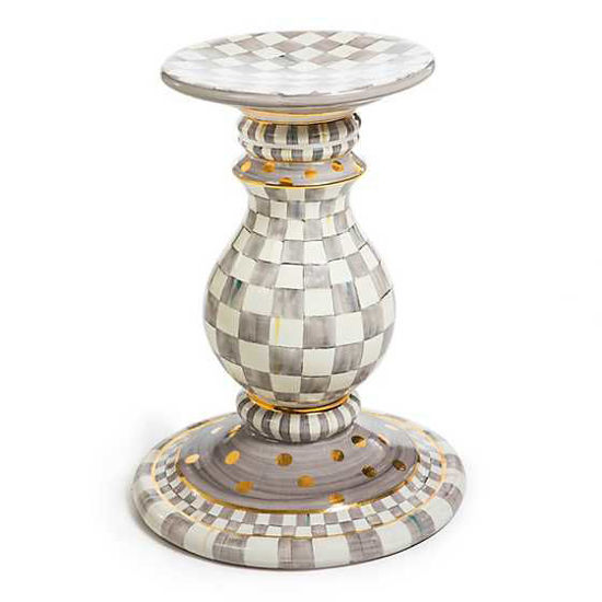 Sterling Check Ceramic Pedestal Table Base by MacKenzie-Childs