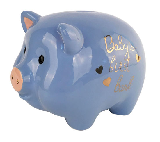 Baby's First Blue Piggy Bank by Blue Sky Clayworks