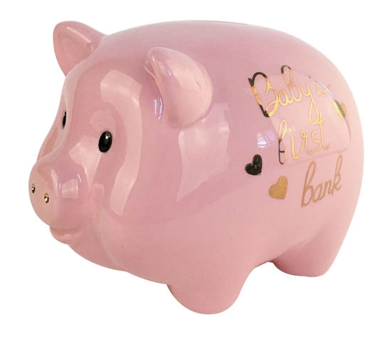 Baby's First Pink Piggy Bank by Blue Sky Clayworks