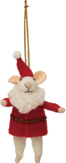 Christmas Costume Wool Felt Mouse Ornament - Santa by Creative Co-op