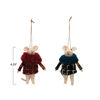 Wool Felt Mouse in Knit Plaid Coat Ornament - Blue by Creative Co-op