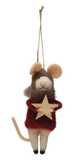 Holiday Wool Felt Mouse Ornament - Star by Creative Co-op