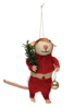 Wool Felt Mouse with Tree Ornament - Red Sweater & Bauble by Creative Co-op