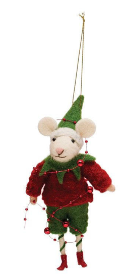 Wool Felt Elf Mouse Ornament - Garland by Creative Co-op