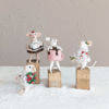 Santa Wool Felt Mouse - Holding Ornament by Creative Co-op