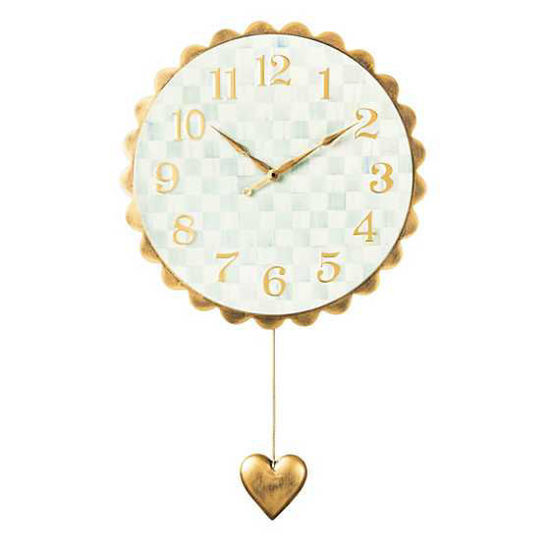 Sterling Check Heart Pendant Wall Clock by MacKenzie-Childs