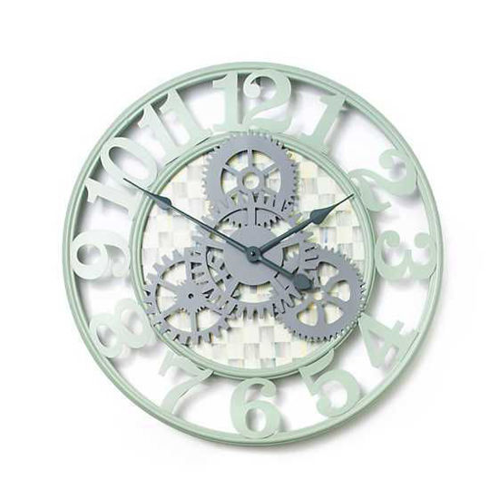 Sterling Check Small Farmhouse Wall Clock by MacKenzie-Childs