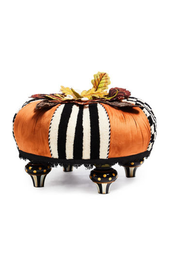 Harvest Check & Stripe Tufted Footstool by MacKenzie-Childs