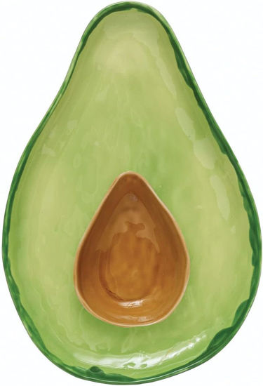 Avocado Plate with Pit Bowl by Creative Co-op