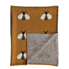 Cotton Knit Mustard Color Baby Blanket with Bees by Creative Co-op