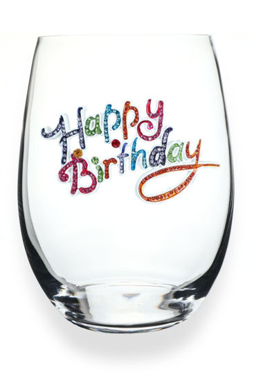 Happy Birthday Jeweled Glassware by The Queen's Jewel's