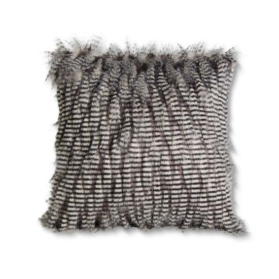 18 Inch Square Gray Three Tone Faux Fur Pillow by K & K Interiors