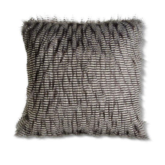 24 Inch Square Gray Three Tone Faux Fur Pillow by K & K Interiors