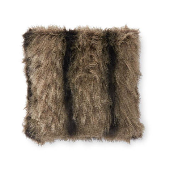 18 Inch Brown & Black Striped Faux Fur Pillow by K & K Interiors