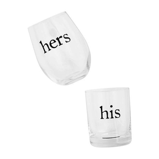 His & Hers Glass Set by Mudpie