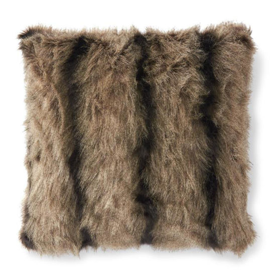 24 inch Brown & Black Striped Faux Fur Pillow by K & K Interiors