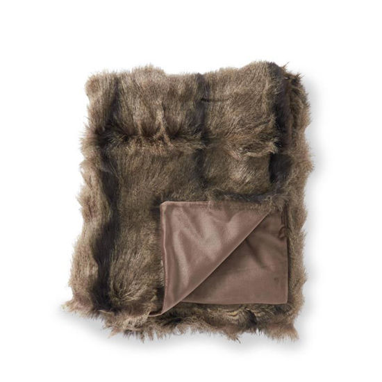 60 inch Brown & Black Striped Faux Fur Throw Blanket by K & K Interiors