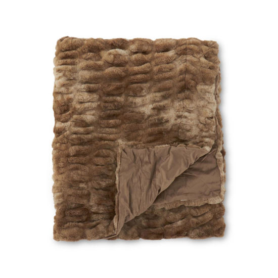 60 inch Brown Ribbed Faux Fur Throw Blanket by K & K Interiors