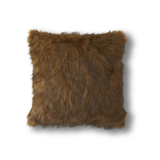 18 inch Brown Faux Fur Pillow by K & K Interiors
