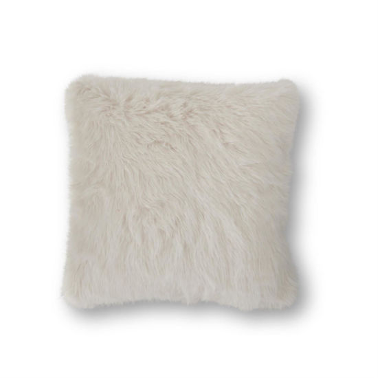 18 inch White Faux Fur Pillow by K & K Interiors