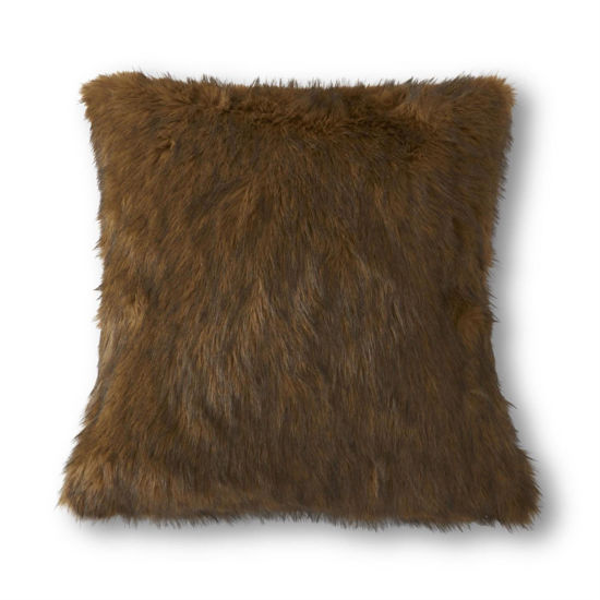 24 inch Brown Faux Fur Pillow by K & K Interiors