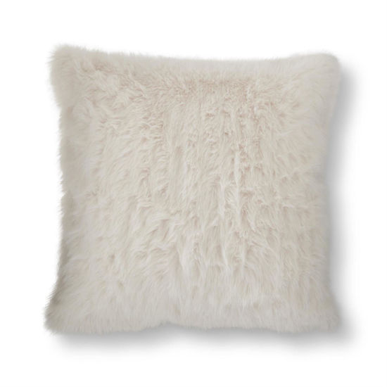 24 inch White Faux Fur Pillow by K & K Interiors