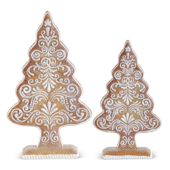 Brown Resin Glittered Gingerbread Trees by K & K Interiors