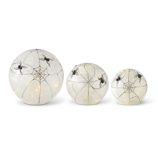 Frosted Glass LED Spider Web Globes with Timer by K & K Interiors