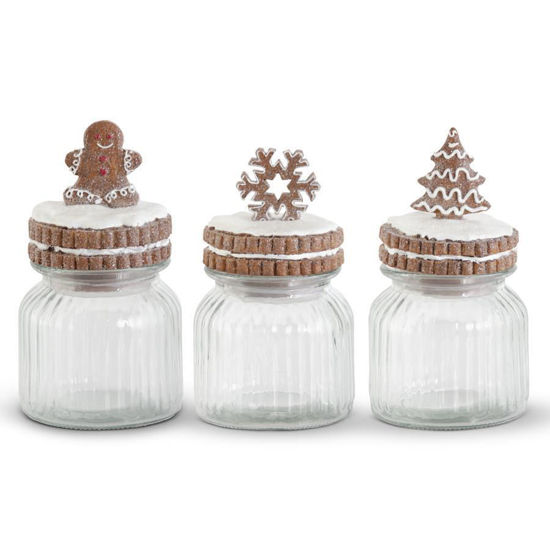 Gingerbread Topper Glass Canister Assorted by K & K Interiors