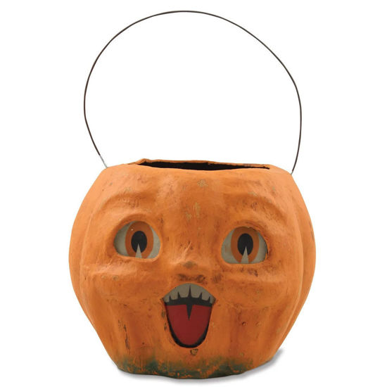 Happy Vintage Pumpkin Bucket Medium by Bethany Lowe Designs