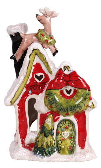 Happy Holiday Deer Candle House by Blue Sky Clayworks
