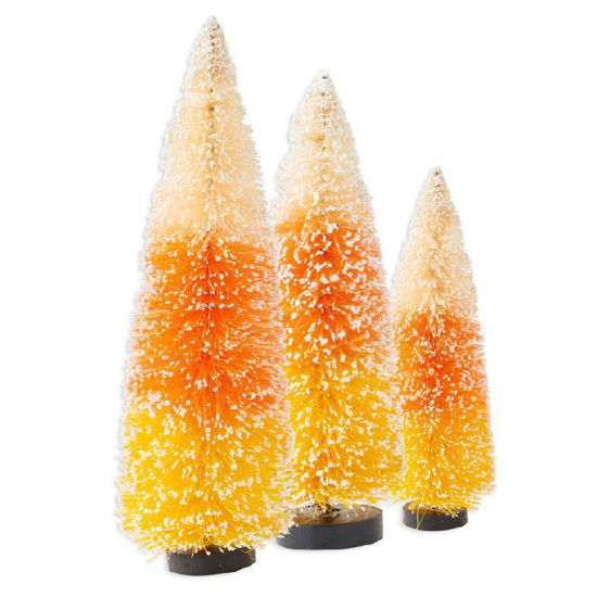 Candy Corn Bottle Brush Trees Set of 3 by K & K Interiors